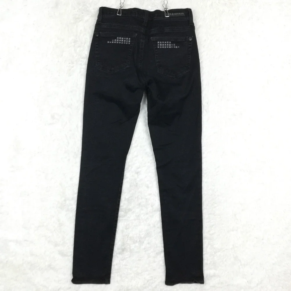 Rock & Republic Womens Jeans Berlin Skinny‎ Blue Denim Studded Navy Mid Rise 6
